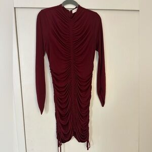 ASTR Maroon Body Con Ruched Dress